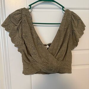 Urban Romantics Olive Lace crop Top